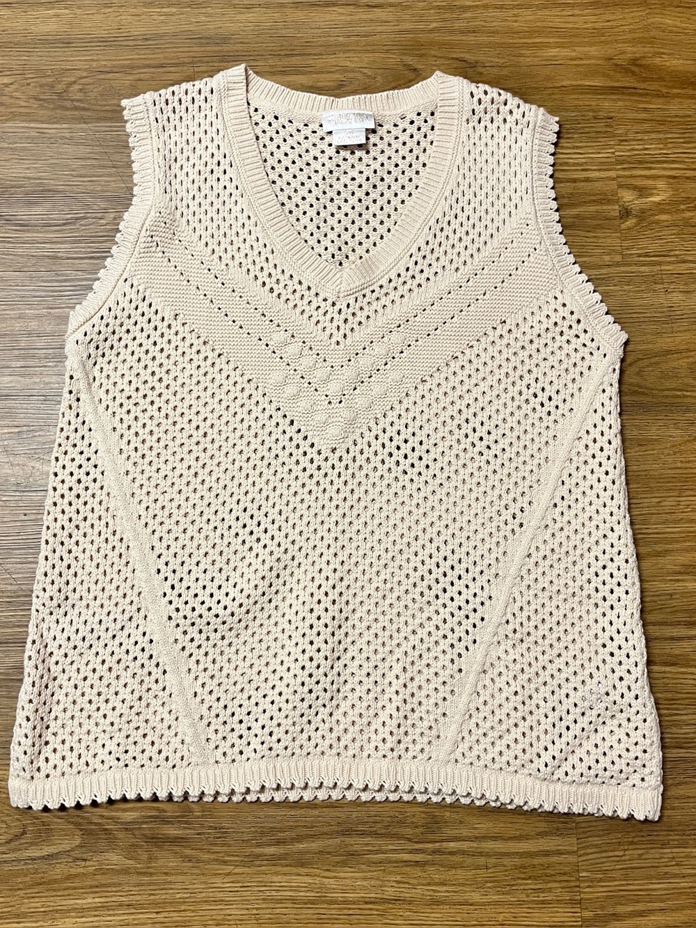 Women’s Oversized Crochet Knit V-neck Sweater Vest Sleeveless Top Size S Chic